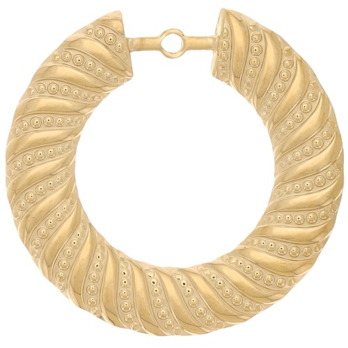 Colgantes redondos huecos con textura trenzada 40 mm - Acero inoxidable 304L x2