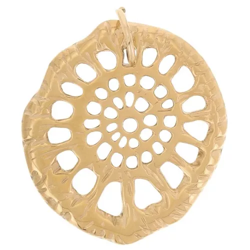 Colgantes de concha trabajada irregular 37x33 mm - Acero inoxidable 316L dorado x2