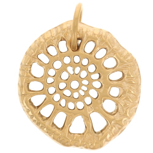 Colgantes de concha de forma irregular 20x18 mm - Acero inoxidable 316L dorado x2