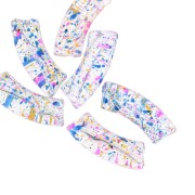 Cuentas acrílicas transparentes 35x11 mm tubo curvo - Azul jaspeado - Amarillo x6