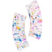 Cuentas acrílicas transparentes tubo curvo 35x11mm - Azul jaspeado - Amarillo x6