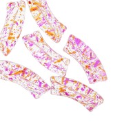 Perlas acrílicas transparentes 35x11 mm tubo curvo - Moteado magenta x6