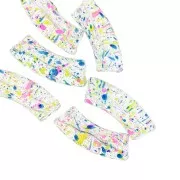 Turquesa - Abalorios acrílicos transparentes tubo curvo 35x11mm - Turquesa moteado x6 Abalorios acrílicos transparentes tubo curvo 35x11mm - Turquesa moteado x6