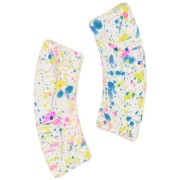 Abalorios acrílicos transparentes tubo curvo 35x11mm - Turquesa moteado x6