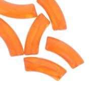 Tubo de cuentas curvadas 35x11 mm en acrílico transparente - Naranja jaspeado x6