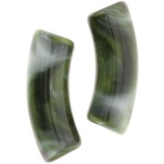 Cuentas de tubo curvadas 35x11 mm en acrílico transparente - Verde oscuro jaspeado x6