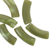 Perlas acrílicas transparentes 35x11 mm tubo curvo - Avocado Marble x6