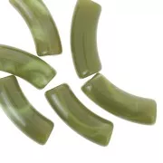 Perlas acrílicas transparentes 35x11 mm tubo curvo - Avocado Marble x6