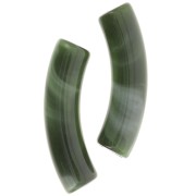 Cuentas de tubo curvadas de acrílico opaco 32x8 mm - Verde oscuro jaspeado x6