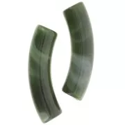 Cuentas de tubo curvadas de acrílico opaco 32x8 mm - Verde oscuro jaspeado x6