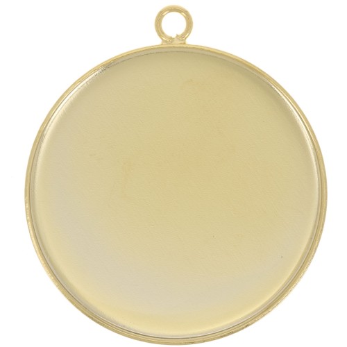 Engaste de colgante para cabujón base plana 30 mm - Dorado con oro fino x1
