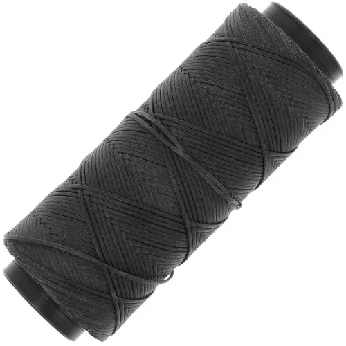 Slam Cord hilo plano de poliéster encerado para micro macramé de 1 mm - Gris oscuro x100m