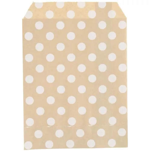 Bolsas de papel kraft 17x13 cm - Lunares - Marrón - Blanco x25