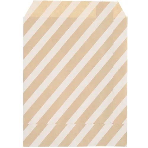 Bolsillos de papel kraft 17x13 cm - rayas - Marrón - Blanco x25
