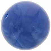 Cuentas redondas de 14 mm en resina opaca - Azul real jaspeado x6