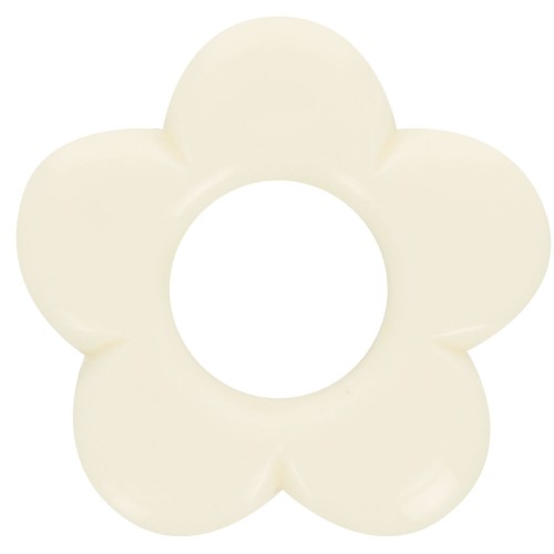 Colgante flor 21 mm en resina opaca - Crudo x1