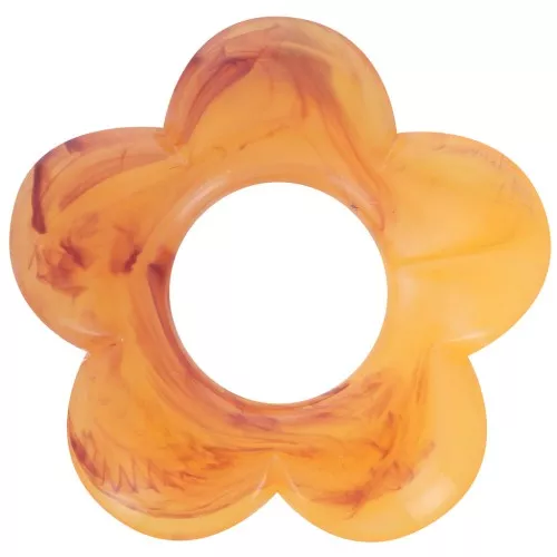 Colgante flor 21 mm en resina translúcida - Albaricoque jaspeado x1