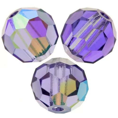 Perlas facetadas redondas Preciosa - Cuenta redonda 5 mm - Tanzanita AB x15