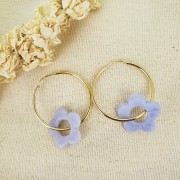 Colgante flor 21 mm en resina transparente - Lapis azul x1