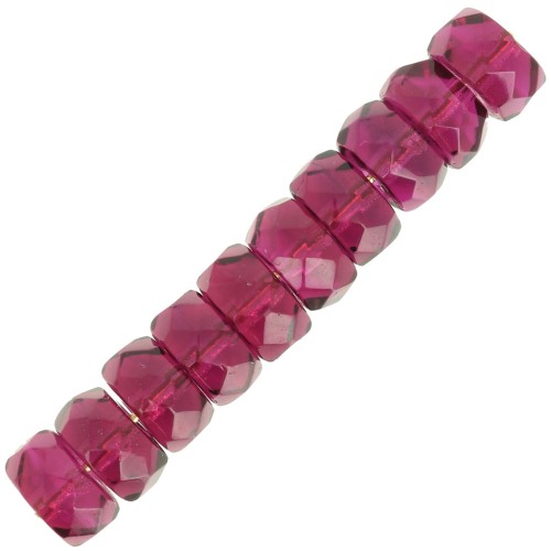 Cuentas facetadas redondas 6x3 mm - Fucsia x25