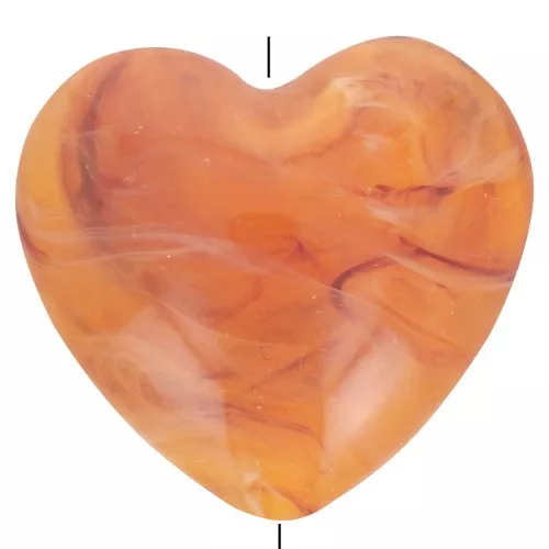 Cuenta corazón de resina transparente 26x27 mm - Albaricoque jaspeado x1