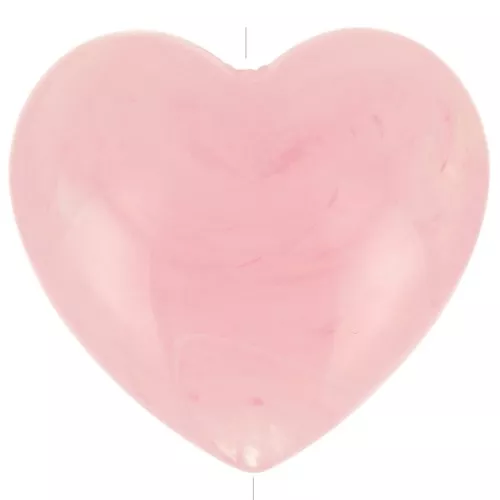 Cuenta corazón 26x27 mm en resina translúcida - Rosa claro jaspeado x1