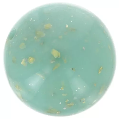 Cuentas de resina opaca 16 mm - Verde agua - Dorado moteado x4