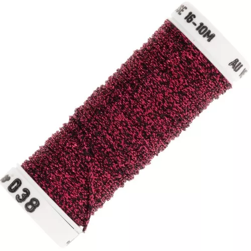 Hilo de bordar trenzado metalizado 16 Silkworm para bordado Rojo Negro (038) x10m