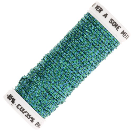 Hilo de bordar metálico trenzado 16 Au gusano de seda para bordar Azul - verde (608)x10m