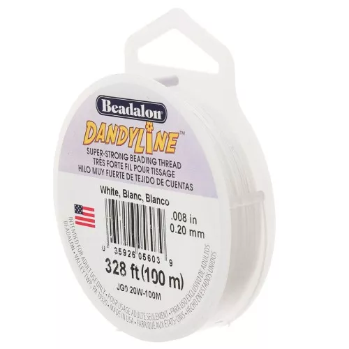 Hilo de nylon trenzado Dandyline 0,20 mm - Blanco x100m