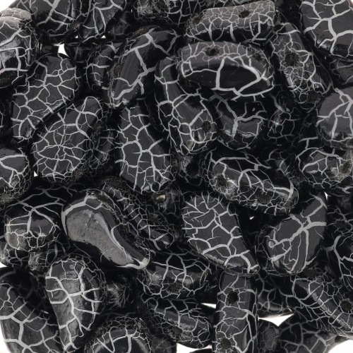 Cuentas de vidrio Paisley Duo 9x5.5 mm - Ionic Jet - White x10g