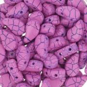 Cuentas de vidrio dos agujeros Paisley Duo 9x5.5 mm - Rosa iónico - Azul x10g