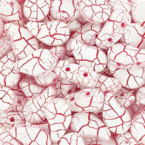 Cuentas de cristal Paisley Duo 9x5.5 mm - Ionic White - Red x10g