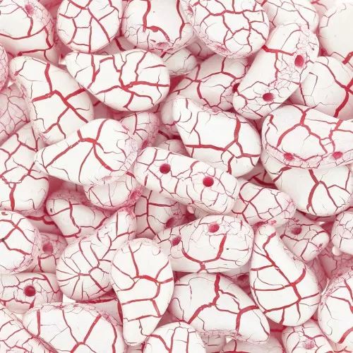 Cuentas de cristal Paisley Duo 9x5.5 mm - Ionic White - Red x10g