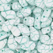 Cuentas de cristal Paisley Duo 9x5.5 mm - Ionic White - Green x10g