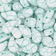 Cuentas de cristal Paisley Duo 9x5.5 mm - Ionic White - Green x10g