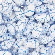 Cuentas de cristal Paisley Duo 9x5.5 mm - Ionic White - Blue x10g