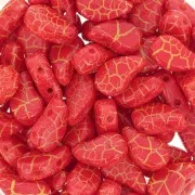 Cuentas de cristal Paisley Duo 9x5.5 mm - Ionic Red - Yellow x10g