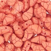 Cuentas de cristal Paisley Duo 9x5.5 mm - Ionic Orange - Dark Red x10g