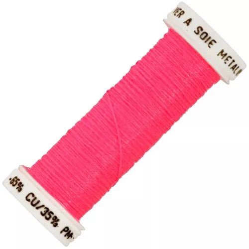 Hilo de bordar metálico trenzado 4 - Au ver à soie para bordar Rosa fluorescente 452F x10m