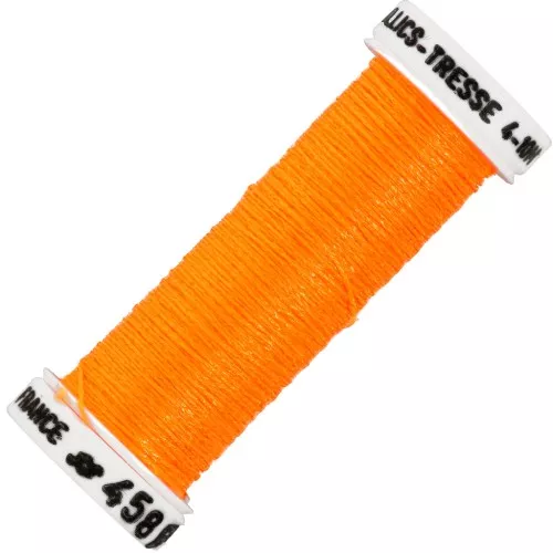 Hilo de bordar metálico trenzado 4 - Au ver à soie - Bordado - Naranja fluorescente 458F x10m