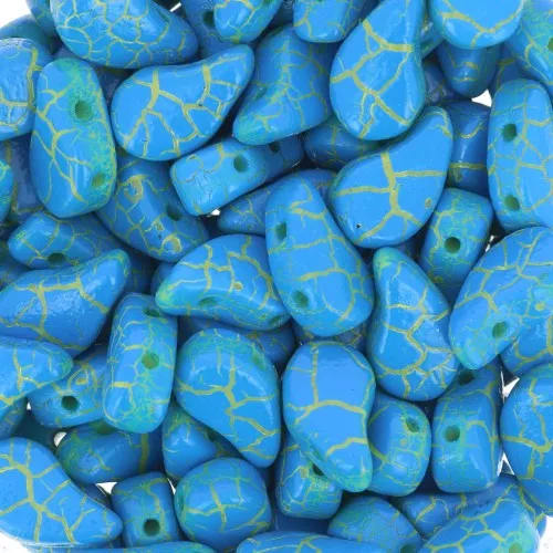 Cuentas de cristal Paisley Duo 9x5.5 mm - Ionic Blue - Yellow x10g