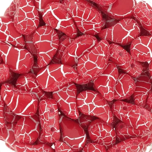 Cuentas de cristal Paisley Duo 9x5.5 mm - Ionic Red - White x10g