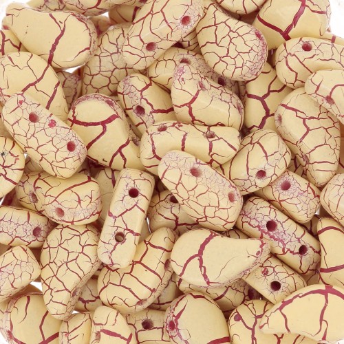 Cuentas de cristal Paisley Duo 9x5.5 mm - Ionic Yellow - Dark Red x10g