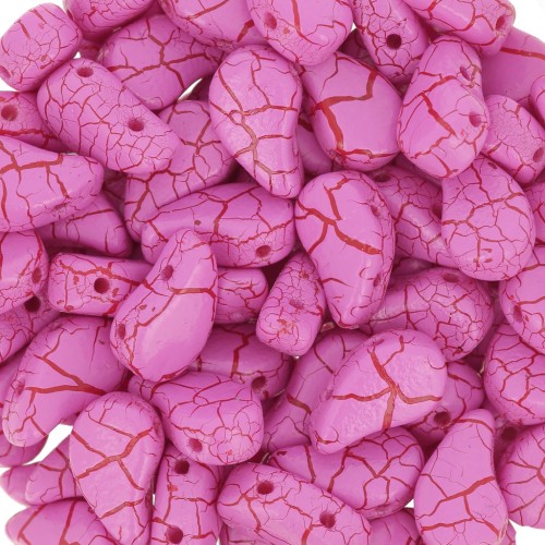 Cuentas de cristal Paisley Duo 9x5.5 mm - Ionic Pink - Red x10g