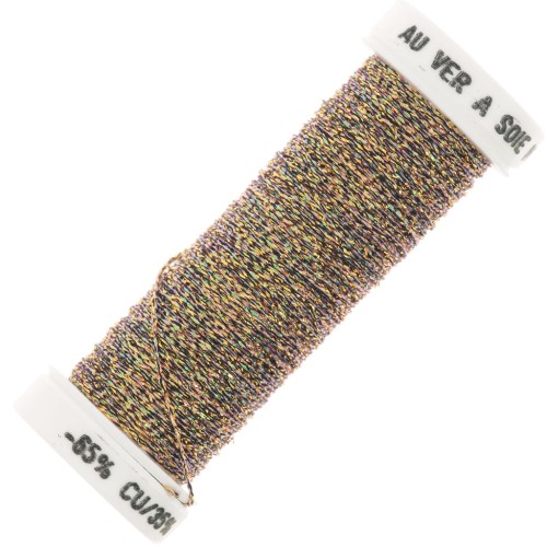 Hilo de bordar metálico trenzado 4 gusanos de seda para bordado dorado iridiscente (447) x10m