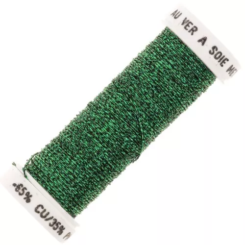 Hilo de bordar metálico trenzado 4 Au gusano de seda para bordar - Verde oscuro 840 x10m