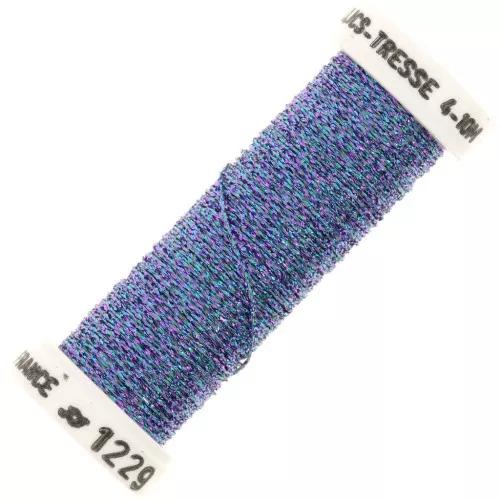 Hilo de bordar metalizado trenzado 4 Au ver à soi - Violeta turquesa (1229) x10m