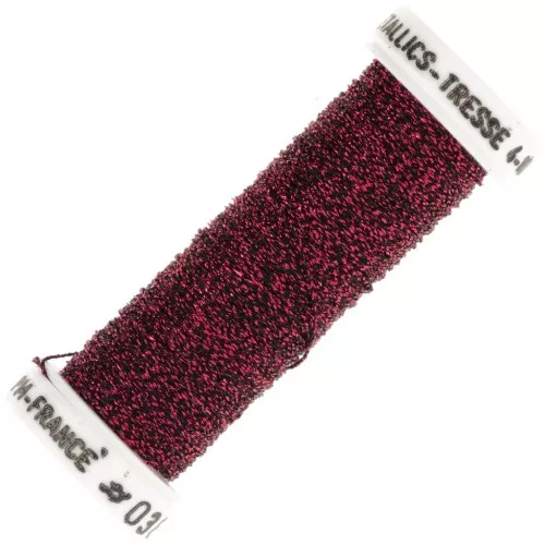 Hilo de bordar trenzado metálico 4 Au ver à soi - Rojo Negro (038) x10m