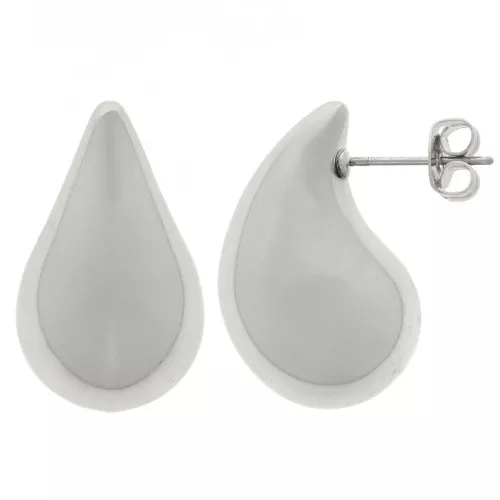 Pendientes gota redonda 24.5x15 mm en acrílico - Plateado x2